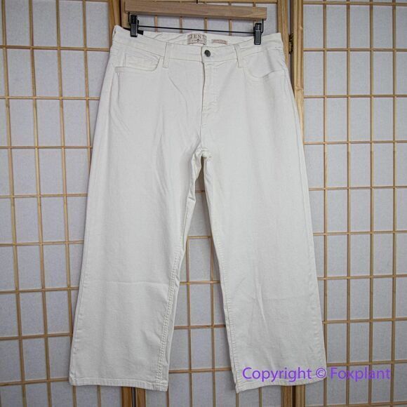 Jen7 by 7 For‎ All Mankind Cropped Wide Leg Jeans in off white, women size 14 - Picture 1 of 16